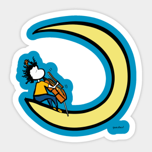 Moon and cello Sticker